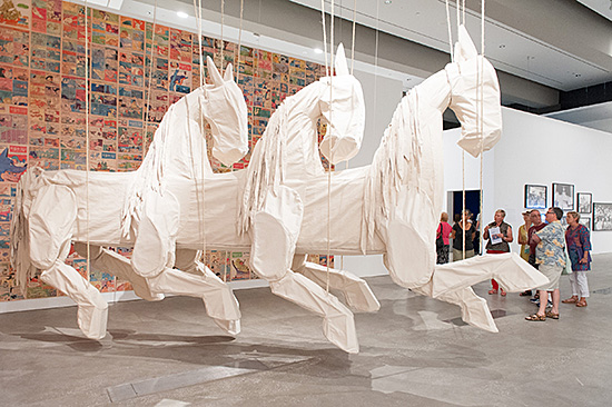 Installation view of Min Thein Sung’s Another Realm (horses) (from ‘Another realm’ series, 2015). Courtesy of the 8th Asia Pacific Triennial (APT8) and Queensland Art Gallery.