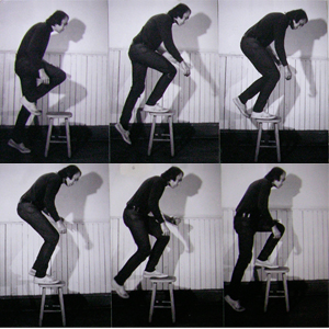 Vito Acconci’s instructions for his artwork Step Piece (1970) have one stepping onto and dismounting an 18-inch stool, at the rate of 30 steps a minute, until one is too tired to continue. This is repeated every morning for several months.